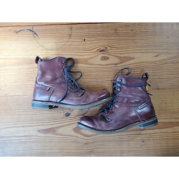 CATERPILLAR Boots Men's 10 ORSON Red Leather Lace Up Heritage Farm Duty Rustic - Picture 2 of 13